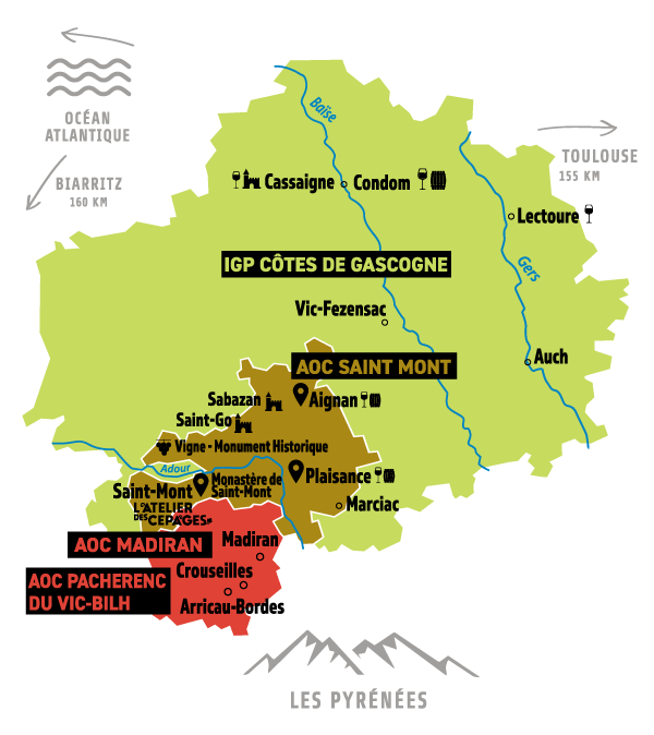 Carte des appellations de Plaimont